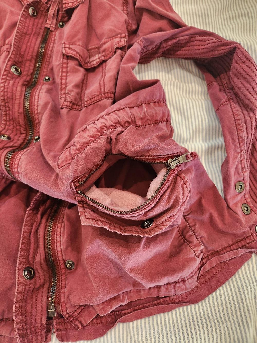 Marrakech Nola Cotton Maroon Utility Jacket with Interior Waist Drawcord - Picture 8 of 10